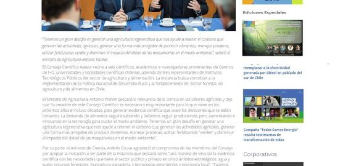 Ministros de Agricultura y Ciencia presentan comité científico asesor para políticas públicas de agricultura sustentable