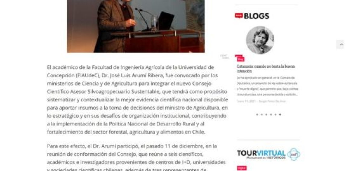 Gobierno convoca al Dr. Arumí a integrar Consejo Científico Asesor Silvoagropecuario Sustentable