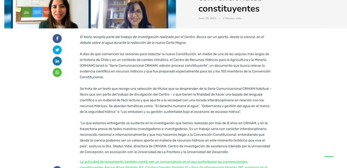 CRHIAM presentó documento sobre recursos hídricos para convencionales constituyentes