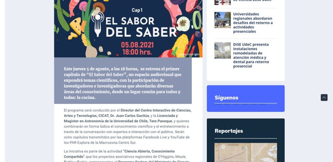 ¡Estreno! El Sabor del Saber, nuevo programa de conversación científica en vivo