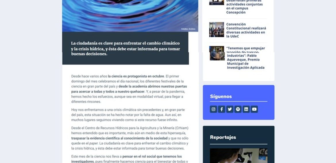 El agua en el mes de la ciencia