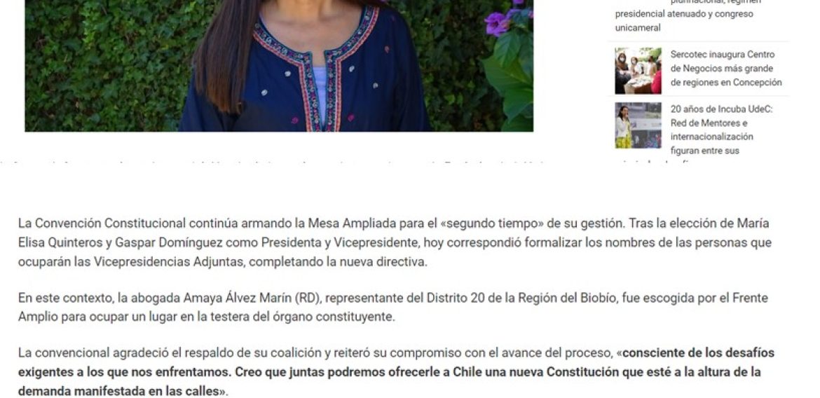 Amaya Álvez será una de las Vicepresidentas Adjuntas de la Convención Constitucional