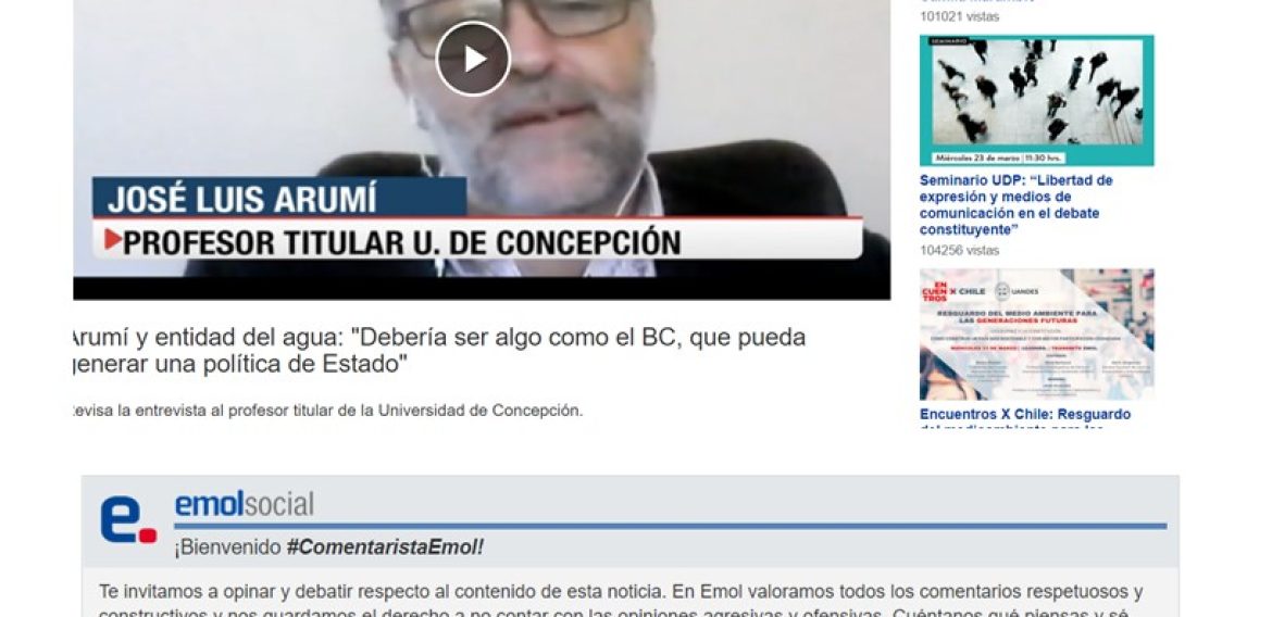 Arumí y entidad del agua: «Debería ser algo como el BC, que pueda generar una política de Estado»