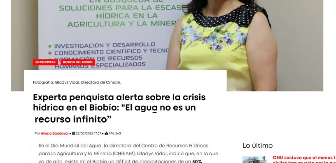 Experta penquista alerta sobre la crisis hídrica en el Biobío: «El agua no es un recurso infinito”