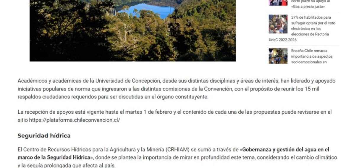 Especialistas UdeC se suman al debate constituyente y proponen iniciativas populares de norma en temáticas medioambientales