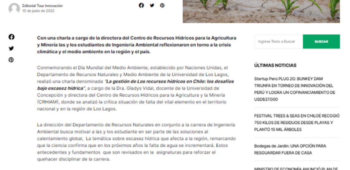 Movilidad inmobiliaria y terrenos para la agricultura en la región son productos de la crisis hídrica que atraviesa el país