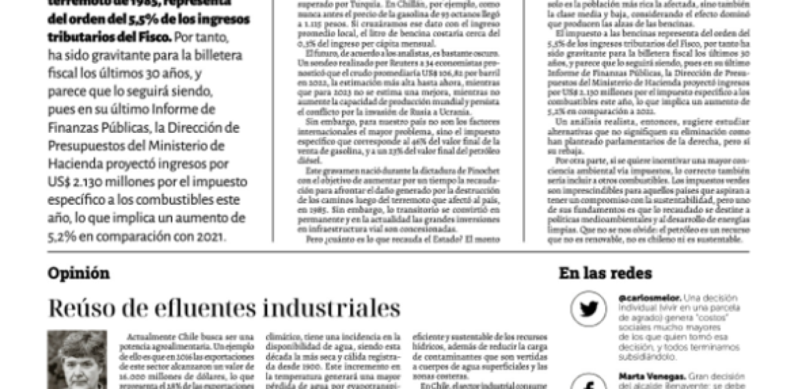 Reúso de efluentes industriales: una alternativa para enfrentar la escasez hídrica