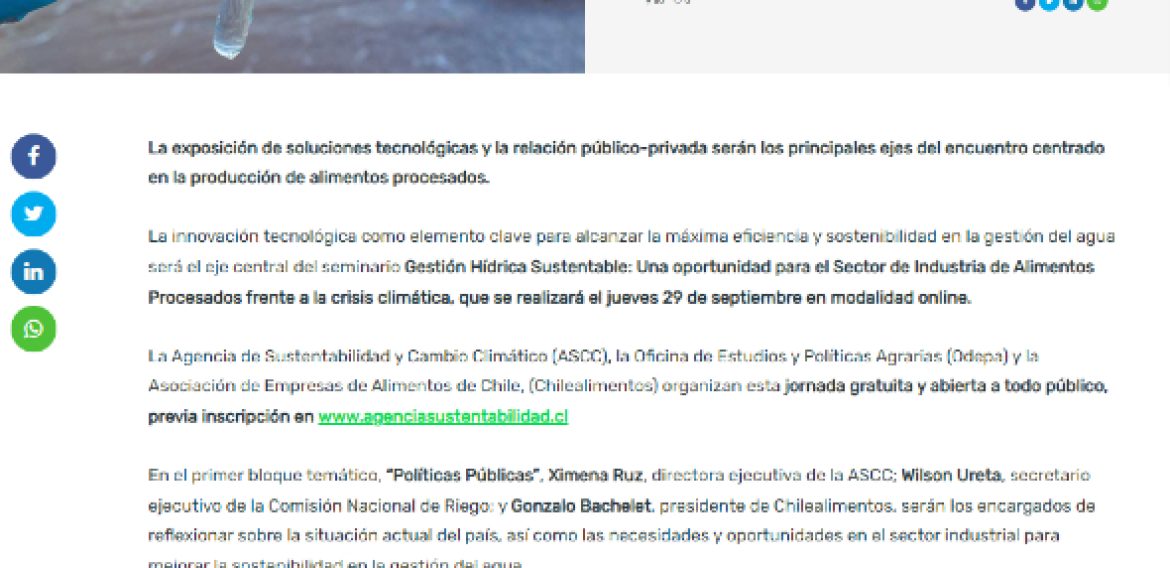 Expertos debatirán sobre desafíos y soluciones en la gestión sustentable del agua