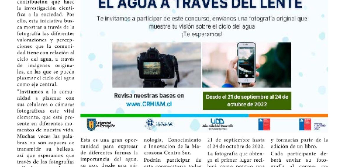 CRHIAM y Seremi de Ciencia de la Macrozona Centro Sur lanzan concurso de fotografía para la comunidad