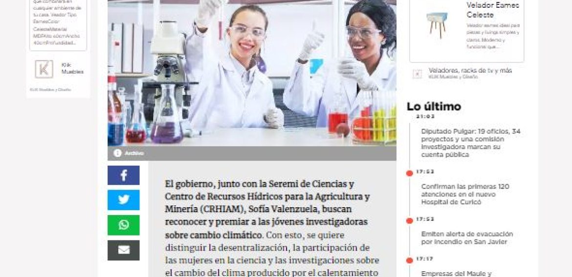 Se busca reconocer a mujeres jóvenes investigadoras sobre cambio climático