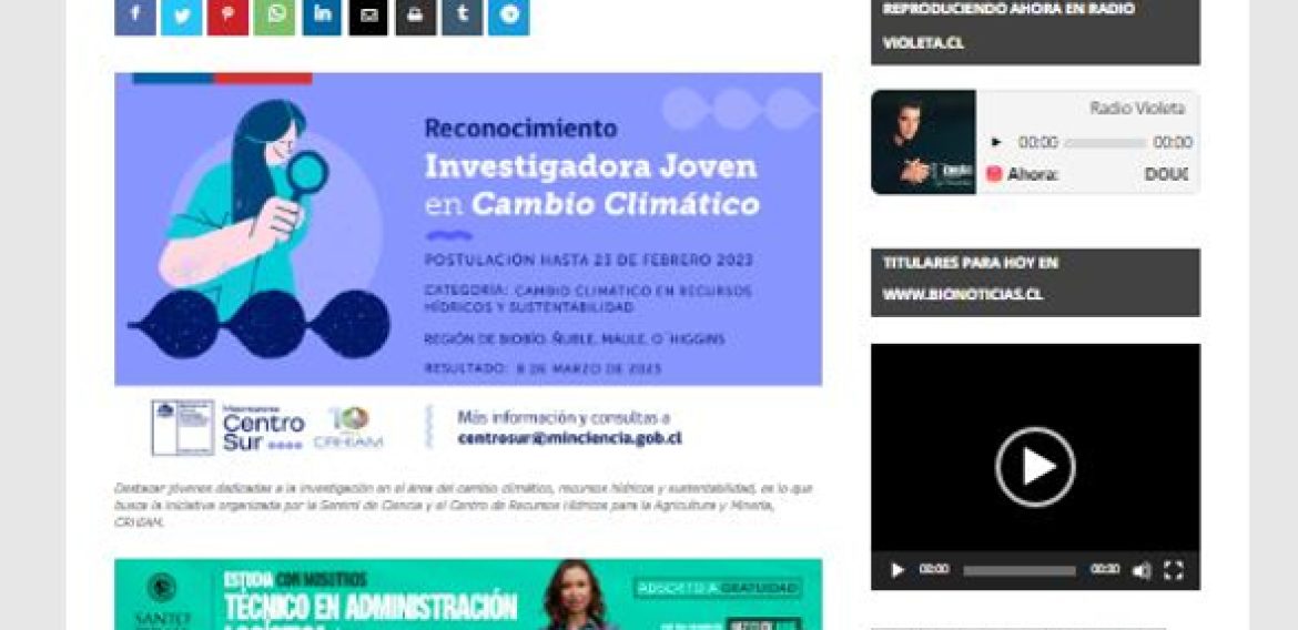 Seremi de Ciencia Centro Sur y CRHIAM buscan reconocer a jóvenes investigadoras