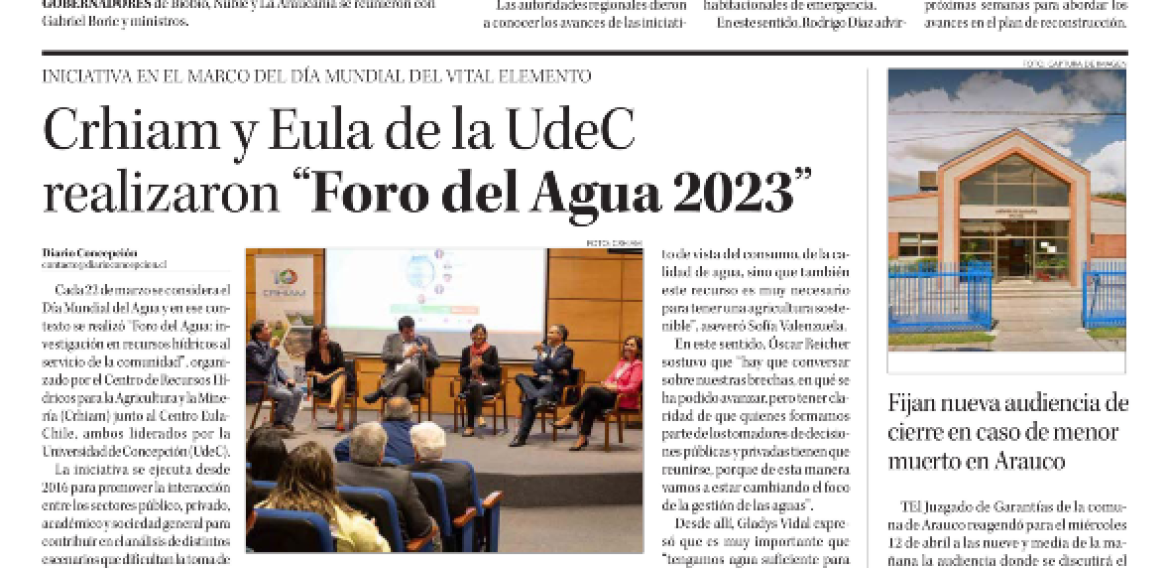 Crhiam y Eula de la UdeC realizaron “Foro del Agua 2023”