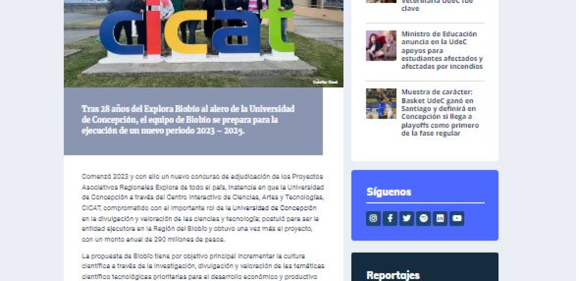 CICAT UdeC se adjudicó la ejecución del PAR Explora Biobío