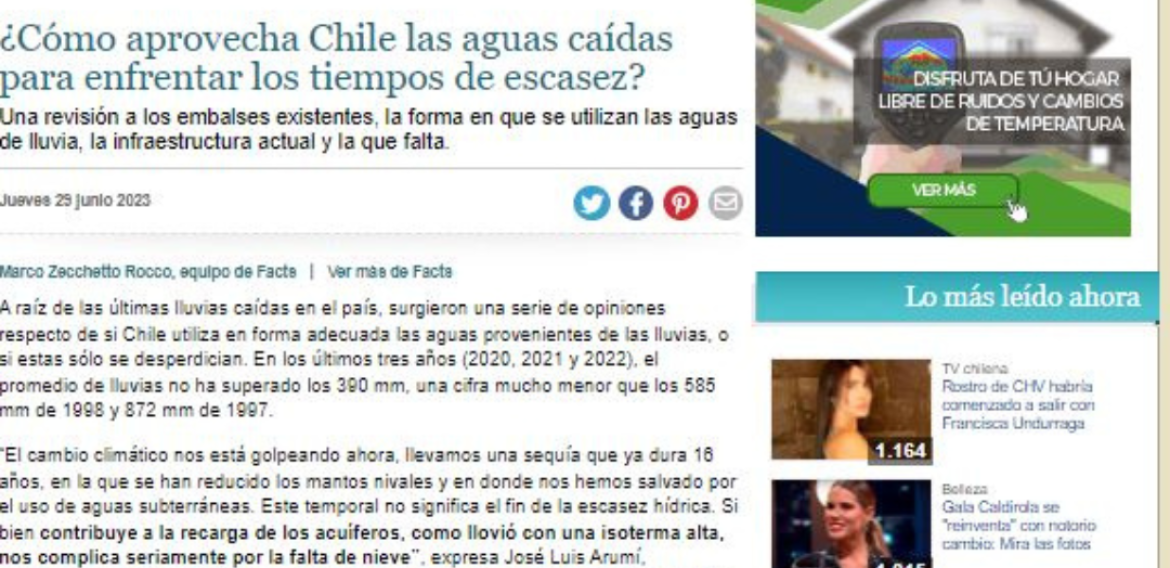 ¿Cómo aprovecha Chile las aguas caídas para enfrentar los tiempos de escasez?