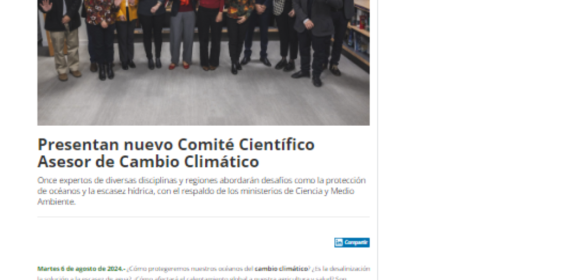 Presentan nuevo Comité Científico Asesor de Cambio Climático