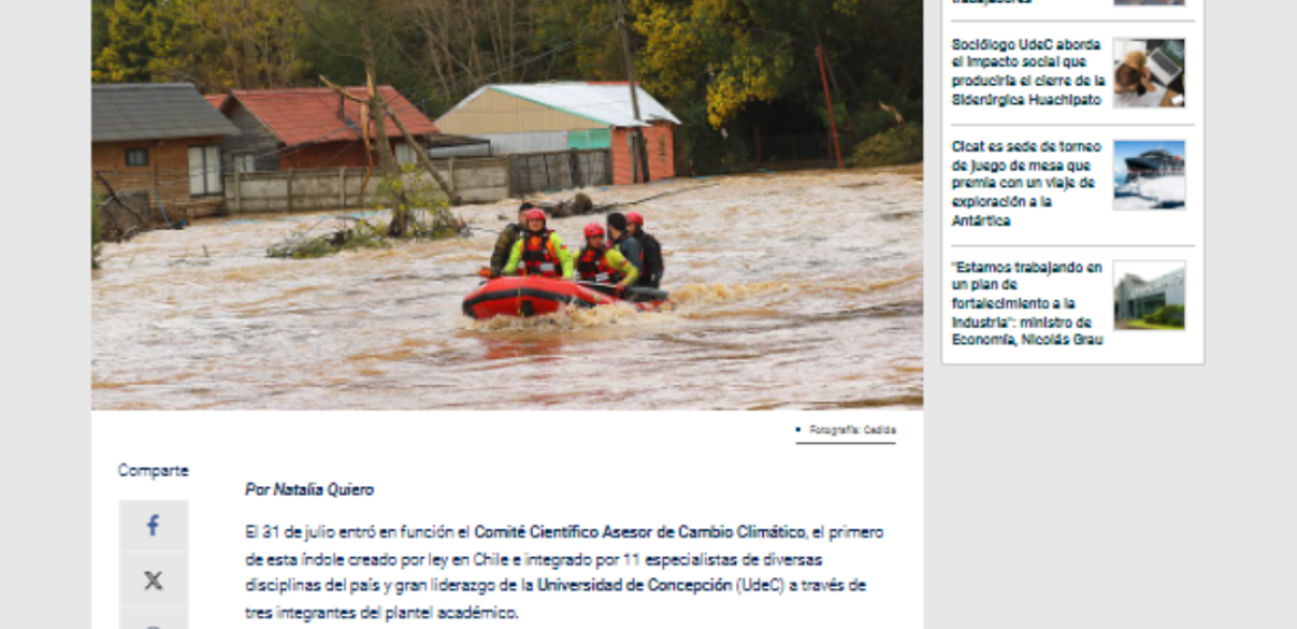 Ciencia UdeC aportará en el pionero Comité Científico Asesor de Cambio Climático