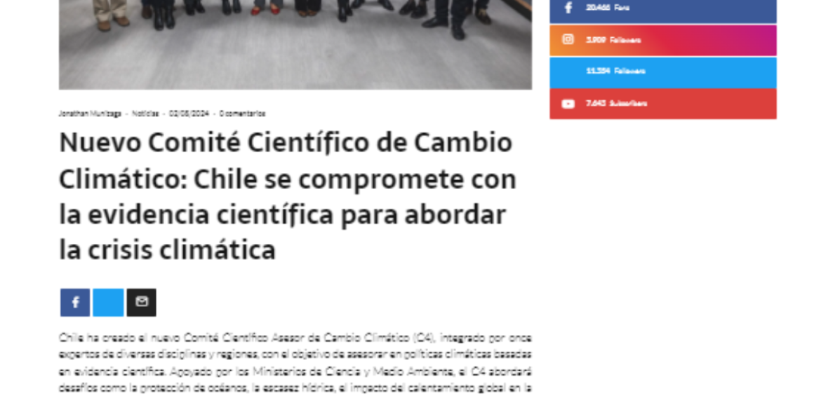 Nuevo Comité Científico de Cambio Climático: Chile se compromete con la evidencia científica para abordar la crisis climática   Nota: Nuevo Comité Científico de Cambio Climático: Chile se compromete con la evidencia científica para abordar la crisis climática