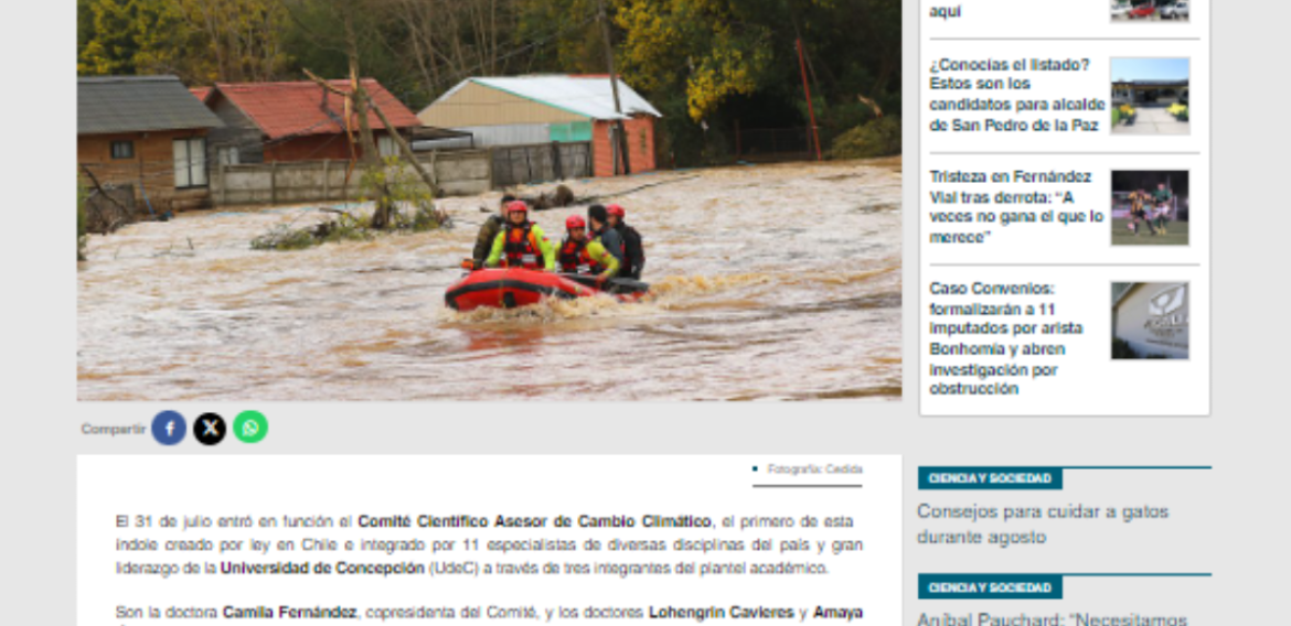 Ciencia UdeC aportará en el pionero Comité Científico Asesor de Cambio Climático